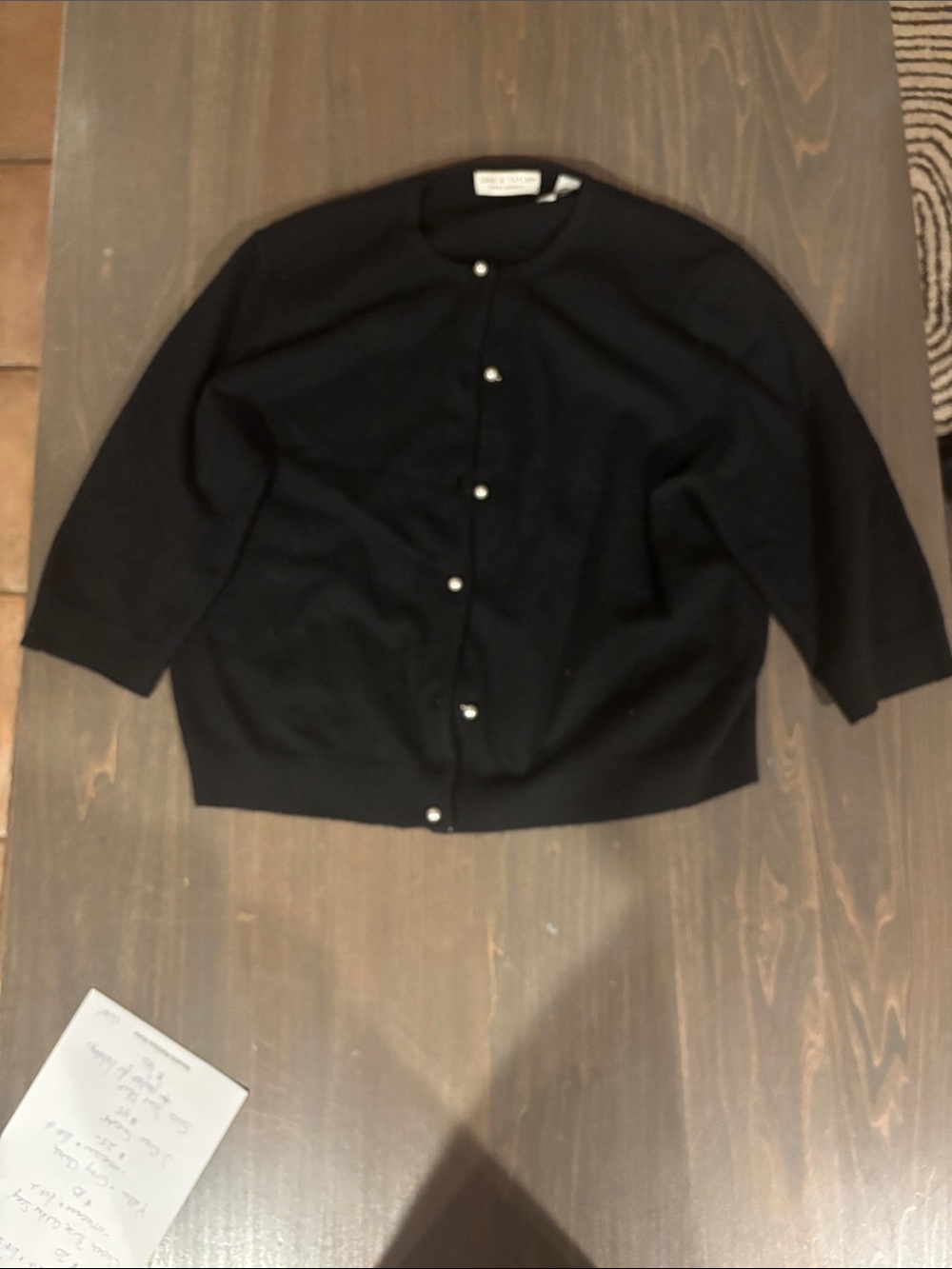 Black Women's Button-Front Knit Jacket-small stain in back
